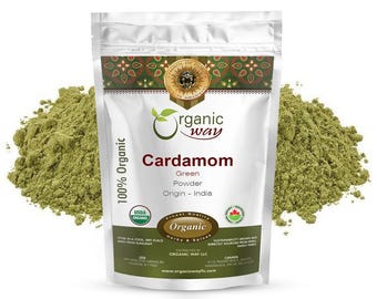Organic Way Green Cardamom Elaichi Powder - Organic, Kosher, USDA Certified | Raw, Vegan, Non GMO, Gluten Free | Origin - India