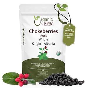 Organic Way Chokeberries Fruit/Aronia Berry Whole - European Wild-Harvest | Kosher, USDA Certified | Non-GMO, Gluten Free | Origin - Albania