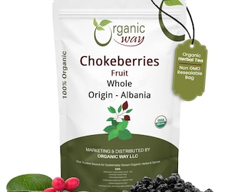 Organic Way Chokeberries Fruit/Aronia Berry Whole - European Wild-Harvest | Kosher, USDA Certified | Non-GMO, Gluten Free | Origin - Albania