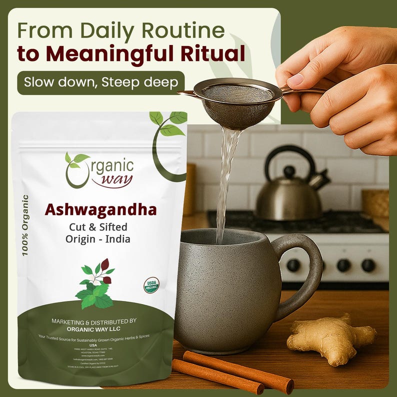 Organic Way Ashwagandha Root Cut & Sifted - Organic, Kosher, USDA Certified | Raw, Vegan, Non GMO, Gluten Free | Origin - India image 4