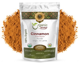 Organic Way True Ceylon Cinnamon Powder - Organic, Kosher, USDA Certified | Raw, Vegan, Non GMO, Gluten Free | Origin - Sri Lanka