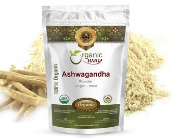 Organic Way Ashwagandha Root Powder - Organic, Kosher, USDA Certified | Raw, Vegan, Non GMO, Gluten Free | Origin - India