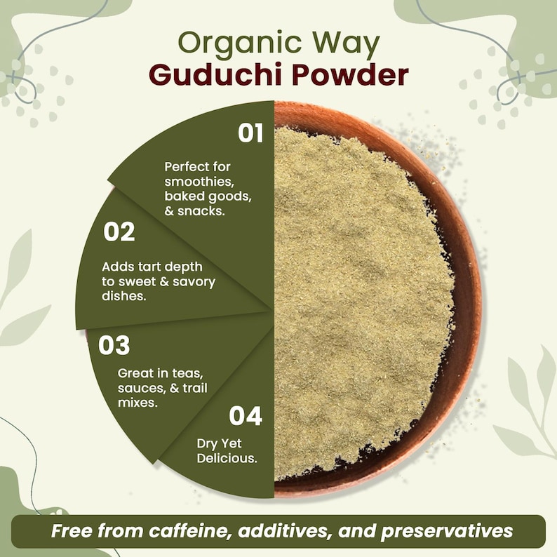 Organic Way Premium Grade Guduchi Powder (Tinospora cordifolia) - Organic & Kosher Certified | Raw, Vegan | Origin - India image 6