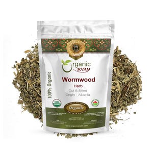 Organic Way Wormwood Herb Cut & Sifted (Artemisia Absinthium) - Herbal Tea | European Wild-Harvest | 100% Raw from Albania