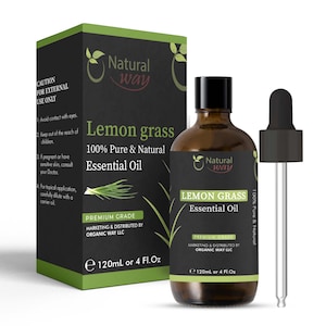 Lemongrass Essential Oil | Pure Aromatherapy Oil for Diffusers, Hair Growth, Skin, Scalp Care, Massage | 4 Fl Oz (120 mL)