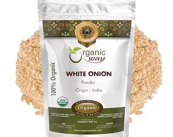 Organic Way White Onion Powder | Granulated Onion Powder | Vegan, Organic - USDA & Kosher Certified | Non GMO Gluten Free | Origin India