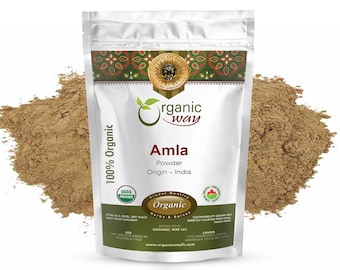 Organic Way Amla / Indian Gooseberry Powder - Organic, Kosher, USDA Certified | Raw, Vegan, Non GMO, Gluten Free | Origin - India