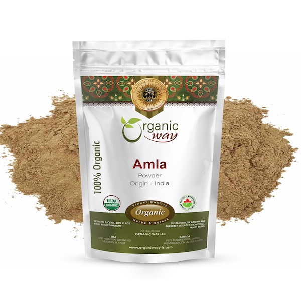 Organic Way Amla / Indian Gooseberry Powder - Organic, Kosher, USDA Certified | Raw, Vegan, Non GMO, Gluten Free | Origin - India