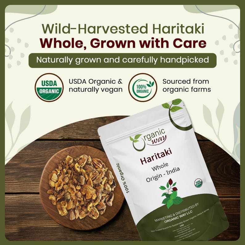 Organic Way Haritaki Whole | Kosher & USDA Certified | Vegan, Non-GMO Gluten Free | Raw from India image 3
