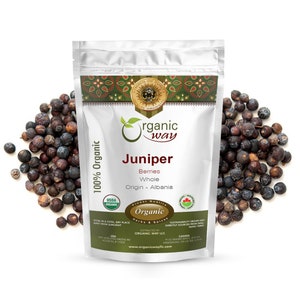 Organic Way Juniper Berries Whole (Juniperus communis) - European Wild-Harvest | Organic & Kosher Certified | Raw, Vegan | Origin - Albania