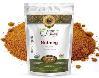 Organic Way Ground Nutmeg Powder - Healthy Digestion | Organic, Kosher, USDA Certified | Raw, Vegan, Non GMO, Gluten Free | Origin - India