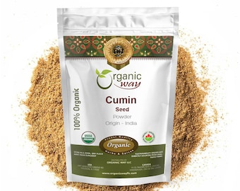 Organic Way Cumin / Jeera Seeds Powder - Organic, Kosher, USDA Certified | Raw, Vegan, Non GMO, Gluten Free | Origin - India (1LBS / 16Oz)