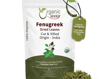 Organic Way Fenugreek Dried Leaves (Kasuri Methi) - Organic, Kosher, USDA Certified | Raw, Vegan, Non GMO, Gluten Free | Origin - India