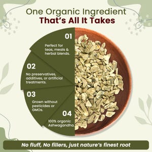 Organic Way Ashwagandha Root Cut & Sifted - Organic, Kosher, USDA Certified | Raw, Vegan, Non GMO, Gluten Free | Origin - India image 6