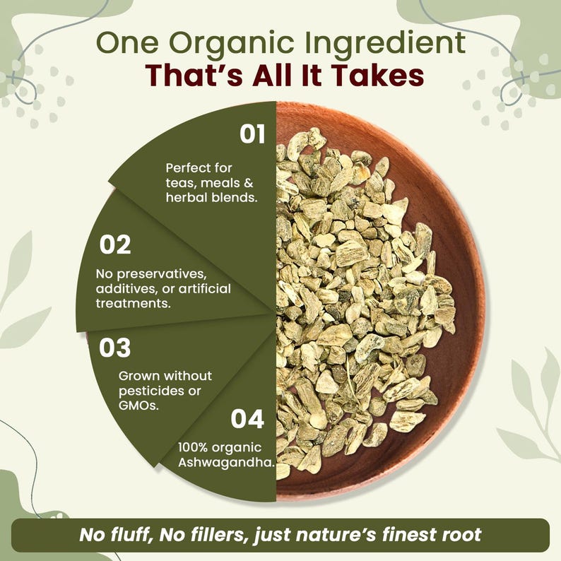 Organic Way Ashwagandha Root Cut & Sifted - Organic, Kosher, USDA Certified | Raw, Vegan, Non GMO, Gluten Free | Origin - India image 6