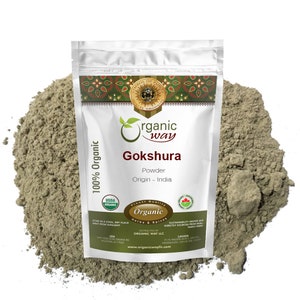 Organic Way Gokshura Powder (Tribulus terrestris) - Organic, Kosher, USDA Certified | Raw, Vegan, Non GMO, Gluten Free | Origin - India