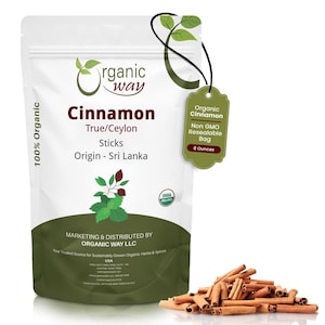 Organic Way True Ceylon Cinnamon Sticks - Organic, Kosher, USDA Certified | Raw, Vegan, Non GMO, Gluten Free | Origin - Sri Lanka 1/2 LBS