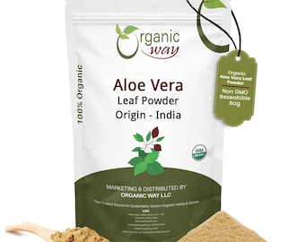 Organic Way Aloe Vera Powder - Organic, Kosher, USDA Certified | Raw, Vegan, Non GMO, Gluten Free | Origin - India