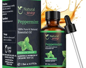 Peppermint Essential Oil | Pure Aromatherapy Oil for Diffusers, Hair Growth, Skin, Scalp Care, Massage 4 Fl Oz (120 mL)