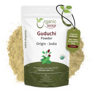Organic Way Premium Grade Guduchi Powder (Tinospora cordifolia) - Organic & Kosher Certified | Raw, Vegan | Origin - India 8 Oz (Pack of 1)
