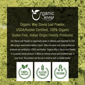 Stevia Leaf Powder | Kosher & USDA Certified | Gluten Free | Natural Sweetener | 100% Raw from India image 4