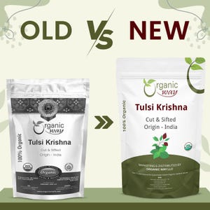 Organic Way Premium Grade Tulsi/Holy Basil (Krishna) Cut & Sifted (Ocimum tenuiflorum) - Herbal Tea | Kosher Certified | Origin - India Bild 2