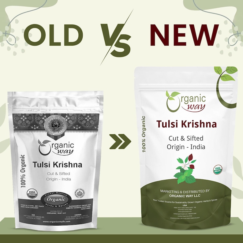 Organic Way Premium Grade Tulsi/Holy Basil (Krishna) Cut & Sifted (Ocimum tenuiflorum) - Herbal Tea | Kosher Certified | Origin - India Bild 2