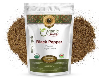 Organic Way Black Pepper Powder - Organic, Kosher, USDA Certified | Raw, Vegan, Non GMO, Gluten Free | Origin - India