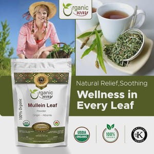 Organic Way Mullein Leaf Powder - European Wild-Harvest | Organic, Kosher, USDA Certified | Vegan, Non GMO, Gluten Free | Origin - Albania image 6