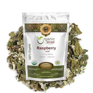 Organic Way Raspberry Leaf Cut & Sifted - European Wild-Harvest | Kosher, USDA Certified | Vegan, Non GMO, Gluten Free | Origin - Albania