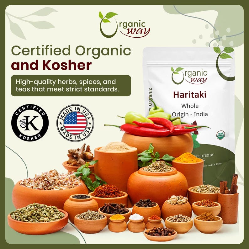 Organic Way Haritaki Whole | Kosher & USDA Certified | Vegan, Non-GMO Gluten Free | Raw from India image 8
