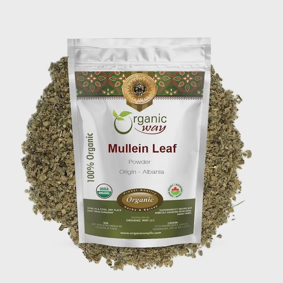 Organic Way Mullein Leaf Powder - European Wild-Harvest | Organic, Kosher, USDA Certified | Vegan, Non GMO, Gluten Free | Origin - Albania