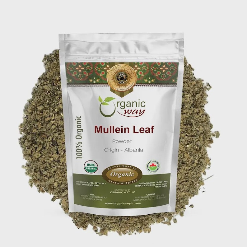 Organic Way Mullein Leaf Powder - European Wild-Harvest | Organic, Kosher, USDA Certified | Vegan, Non GMO, Gluten Free | Origin - Albania image 1