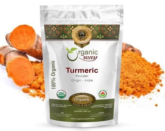 Cúrcuma en polvo Organic Way / Raíz de Haldi - Dale sabor a todos tus platos / Orgánico, Kosher, Certificado por el USDA / Sin OGM, Sin gluten / Origen: India