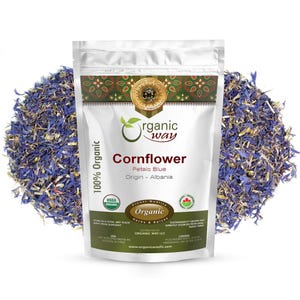 Organic Way Cornflower Petals Blue - European Wild-Harvest | Kosher, USDA Certified | Raw, Vegan, Non GMO, Gluten Free | Origin - Albania