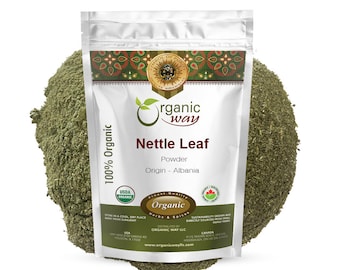Organic Way Nettle Leaf Powder - Herbal Tea | European Wild-Harvest | Kosher, USDA Certified | Non-GMO, Gluten Free | Origin - Albania