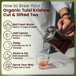Organic Way Premium Grade Tulsi/Holy Basil (Krishna) Cut & Sifted (Ocimum tenuiflorum) - Herbal Tea | Kosher Certified | Origin - India Bild 4