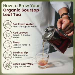 Organic Way Dried Soursop Leaf Coarse Cut - Herbal Tea | Vegan, Non GMO & Gluten Free | Resealable Bag | 100% Raw from Sri Lanka immagine 7