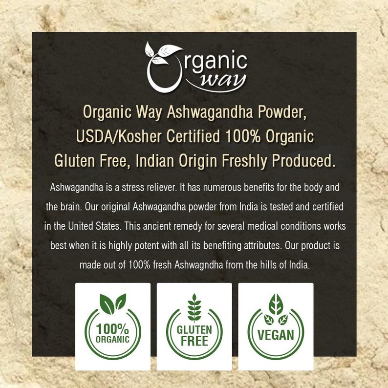 Organic Way Ashwagandha Root Powder - Organic, Kosher, USDA Certified | Raw, Vegan, Non GMO, Gluten Free | Origin - India bild 5