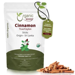 Organic Way True Ceylon Cinnamon Sticks - Organic, Kosher, USDA Certified | Raw, Vegan, Non GMO, Gluten Free | Origin - Sri Lanka 2 Ounce Pack