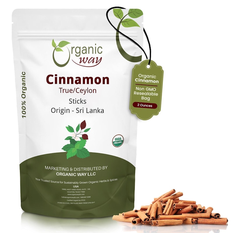 Organic Way True Ceylon Cinnamon Sticks - Organic, Kosher, USDA Certified | Raw, Vegan, Non GMO, Gluten Free | Origin - Sri Lanka 2 Ounce Pack