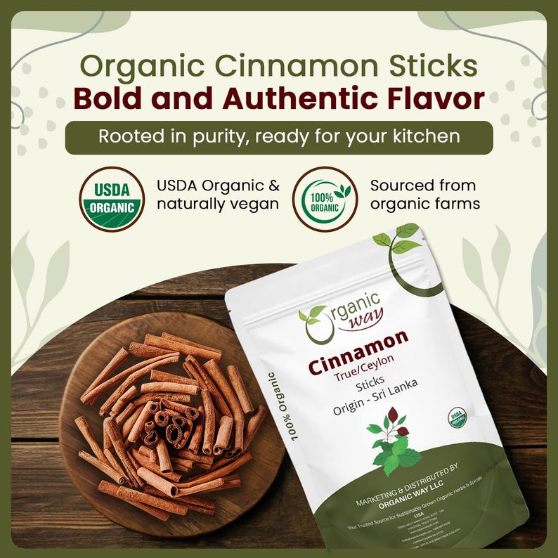 Organic Way True Ceylon Cinnamon Sticks - Organic, Kosher, USDA Certified | Raw, Vegan, Non GMO, Gluten Free | Origin - Sri Lanka image 2