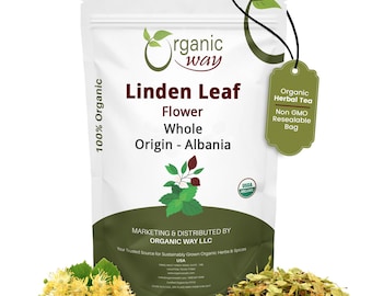 Organic Way Linden Flower & Leaf Herbal Tea Blossom Culinary Use | European Wild-Harvest | Kosher | 100% Raw from Albania