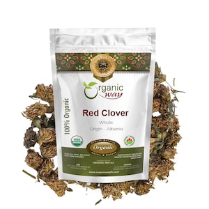 Organic Way Red Clover Blossoms Dried Whole - Herbal Tea | European Wild-Harvest | Kosher Certified  | USDA Certified | Origin - Albania