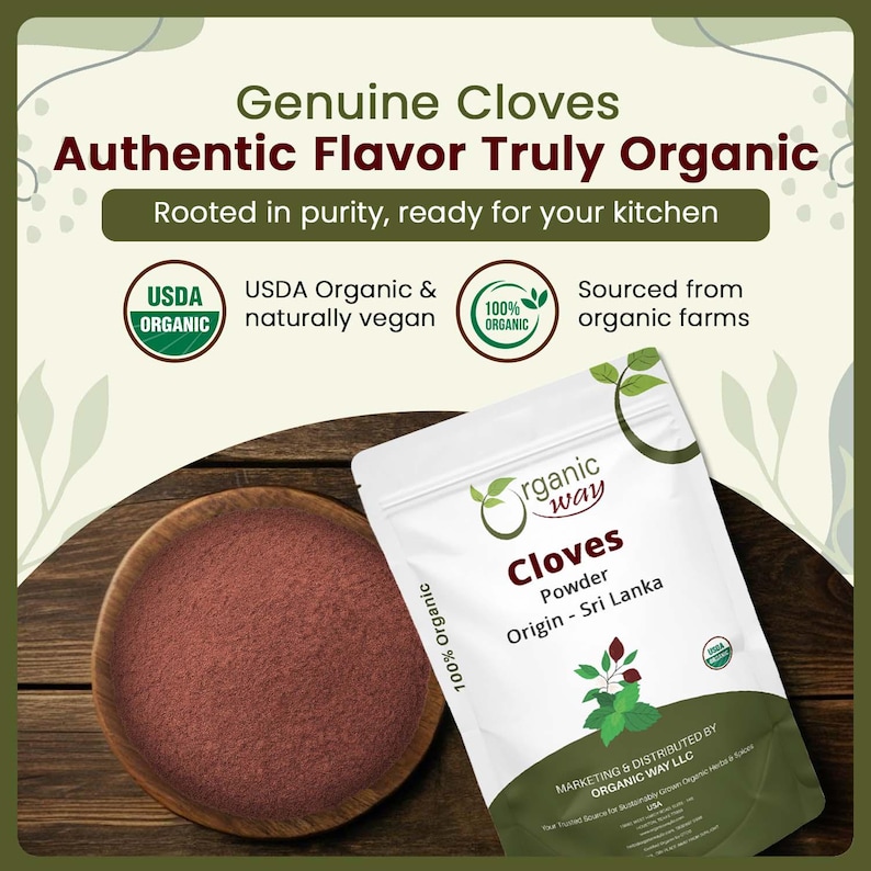 Organic Way Cloves Powder - Aromatic Spice | Organic, Kosher, USDA Certified | Raw, Vegan, Non GMO, Gluten Free | Origin - Sri Lanka image 3