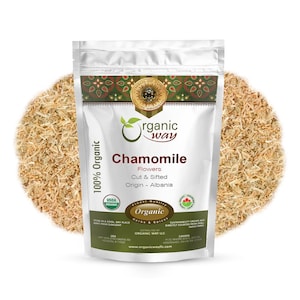 Organic Way Chamomile Flowers Cut & Sifted - European Wild-Harvest | Kosher, USDA Certified | Vegan, Non GMO, Gluten Free | Origin - Albania