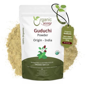 Organic Way Premium Grade Guduchi Powder (Tinospora cordifolia) - Organic & Kosher Certified | Raw, Vegan | Origin - India 1 LBS