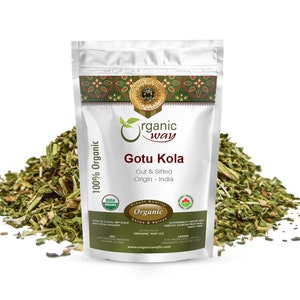 Organic Way Dried Gotu Kola Cut & Sifted - Organic, Kosher, USDA Certified | Raw, Vegan, Non GMO, Gluten Free | Origin - India