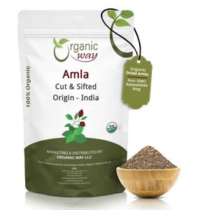 Organic Way Amla / Indian Gooseberry Cut & Sifted - Organic, Kosher, USDA Certified | Raw, Vegan, Non GMO, Gluten Free | Origin - India