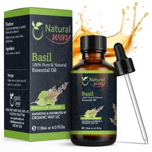 Basil Essential Oil for Diffusers - Natural Aroma Oil for Home Fragrance, Long Lasting Scent for Office, Bedroom & Soothing Scent 4 Fl Oz